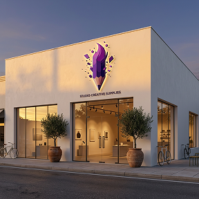 A logo mockup on a storefront sign